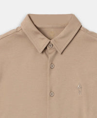 Super Combed Cotton Rich Full Sleeve Knit Shirt - Desert Taupe