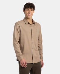 Super Combed Cotton Rich Full Sleeve Knit Shirt - Desert Taupe