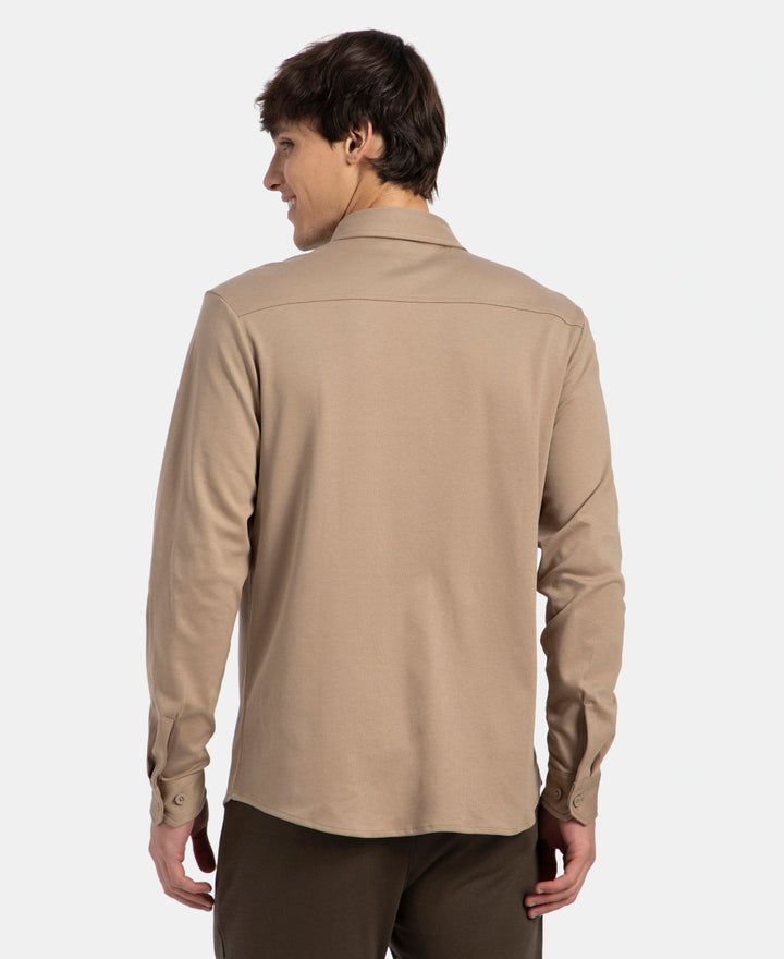 Super Combed Cotton Rich Full Sleeve Knit Shirt - Desert Taupe