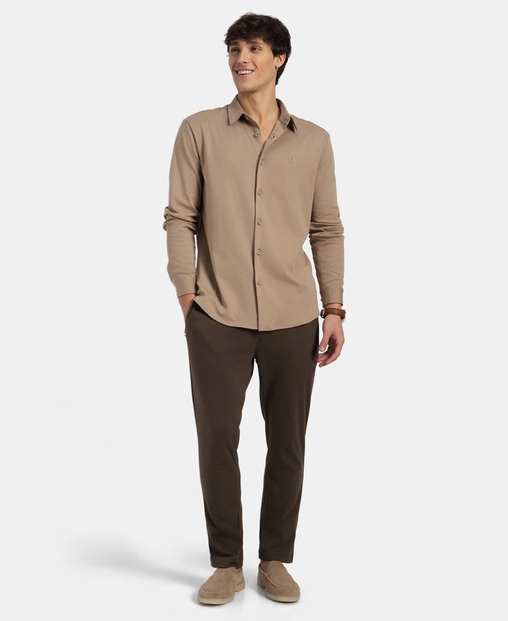 Super Combed Cotton Rich Full Sleeve Knit Shirt - Desert Taupe