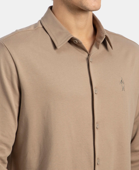 Super Combed Cotton Rich Full Sleeve Knit Shirt - Desert Taupe