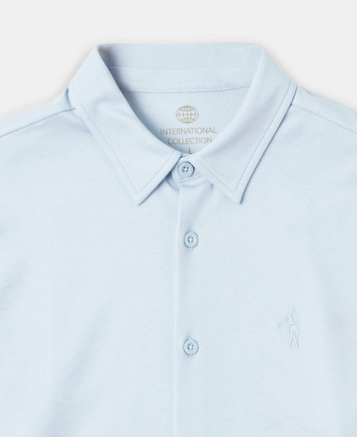 Super Combed Cotton Rich Full Sleeve Knit Shirt - Skyway