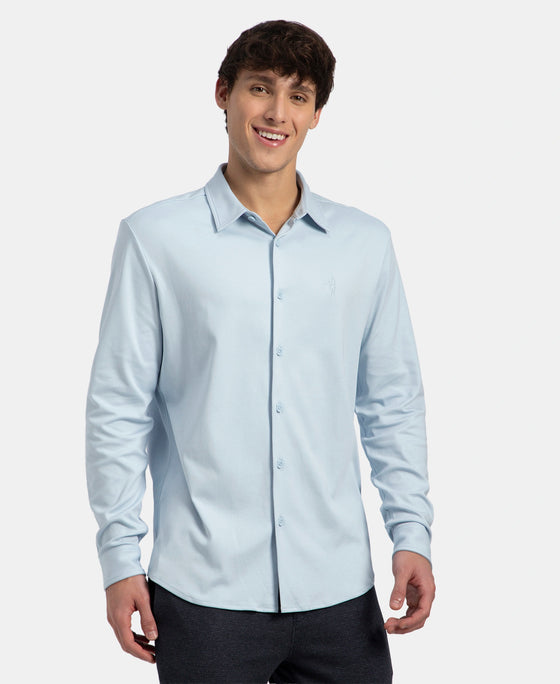 Super Combed Cotton Rich Full Sleeve Knit Shirt - Skyway