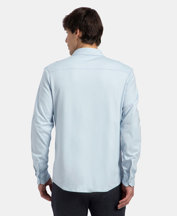 Super Combed Cotton Rich Full Sleeve Knit Shirt - Skyway