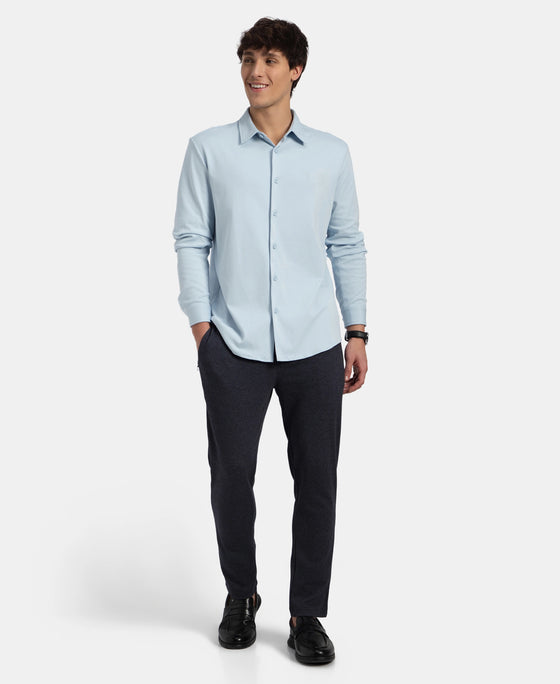Super Combed Cotton Rich Full Sleeve Knit Shirt - Skyway