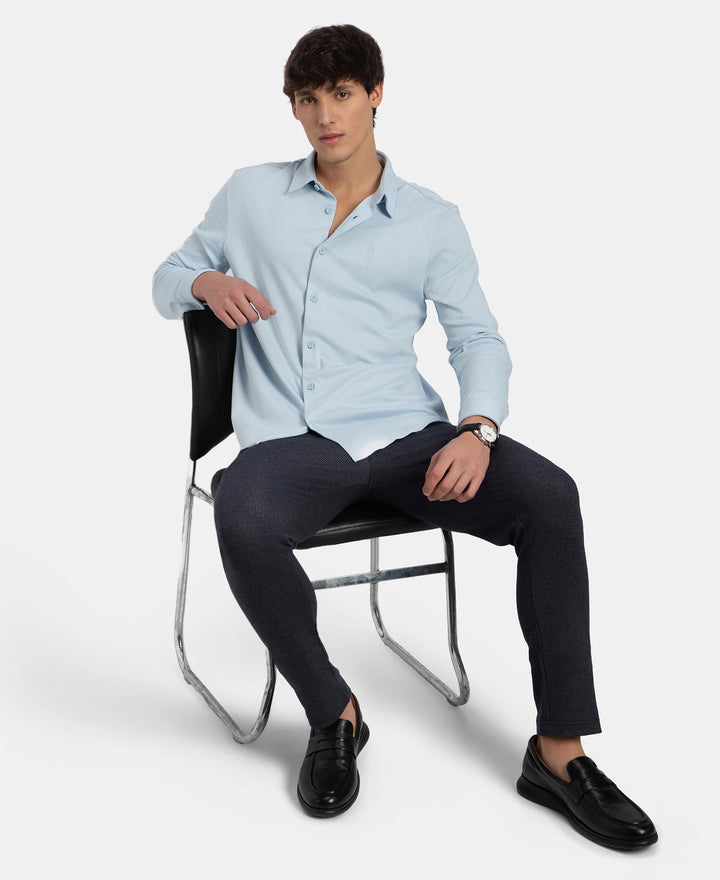 Super Combed Cotton Rich Full Sleeve Knit Shirt - Skyway