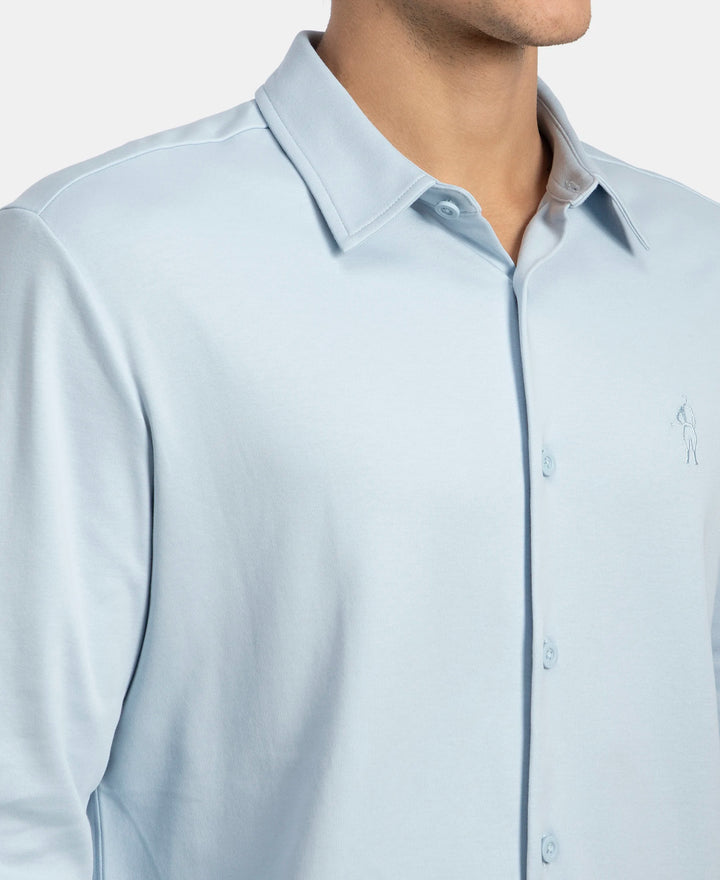 Super Combed Cotton Rich Full Sleeve Knit Shirt - Skyway