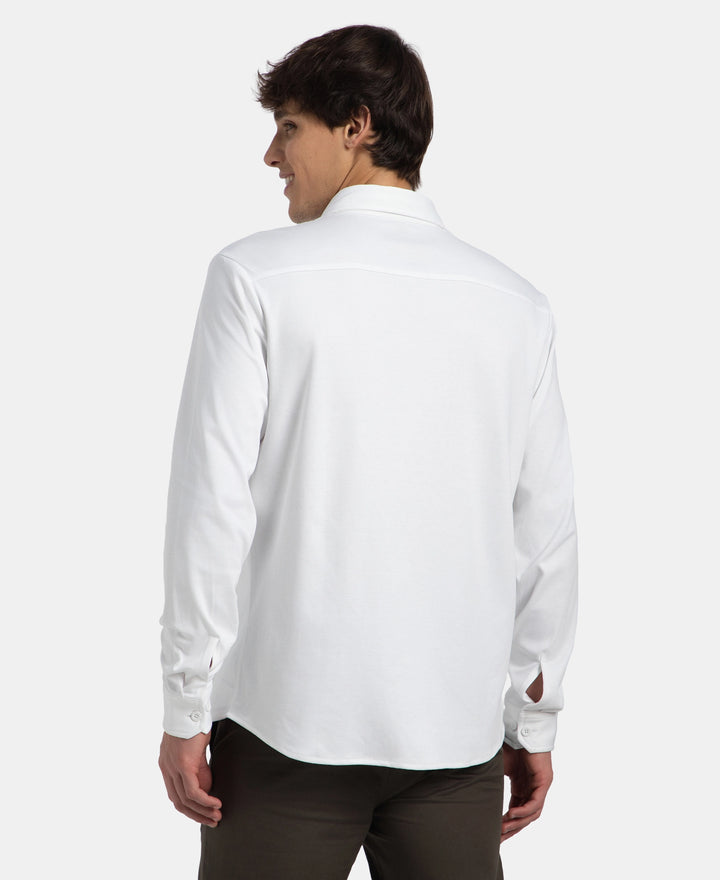 Super Combed Cotton Rich Full Sleeve Knit Shirt - White