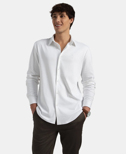 Super Combed Cotton Rich Full Sleeve Knit Shirt - White