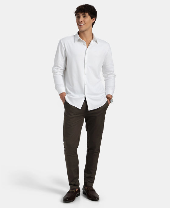 Super Combed Cotton Rich Full Sleeve Knit Shirt - White
