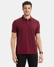 Tencel Micro Modal and Cotton Blend Thin Stripe Half Sleeve Polo T-Shirt - Red Pepper