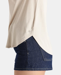 Micro Modal Fiber Elastane Stretch Relaxed Fit Graphic Print Round Neck Half Sleeve T-Shirt With Curved Hem Styling - French Oak