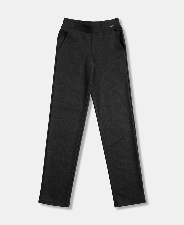 Rayon Nylon Elastane All Day Straight Pants with Durable Waistband - Black Melange