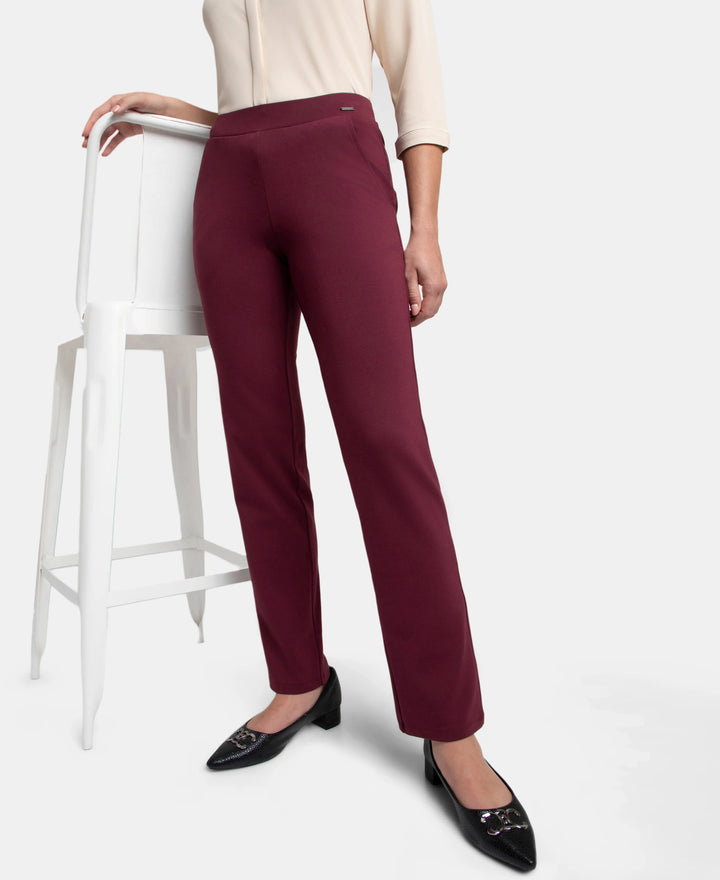 Rayon Nylon Elastane All Day Straight Pants with Durable Waistband - Fig