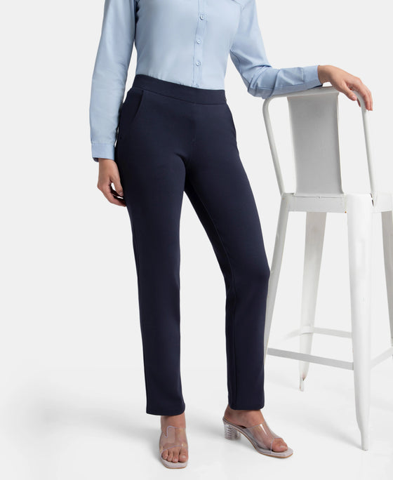 Rayon Nylon Elastane All Day Straight Pants with Durable Waistband - Navy Blazer