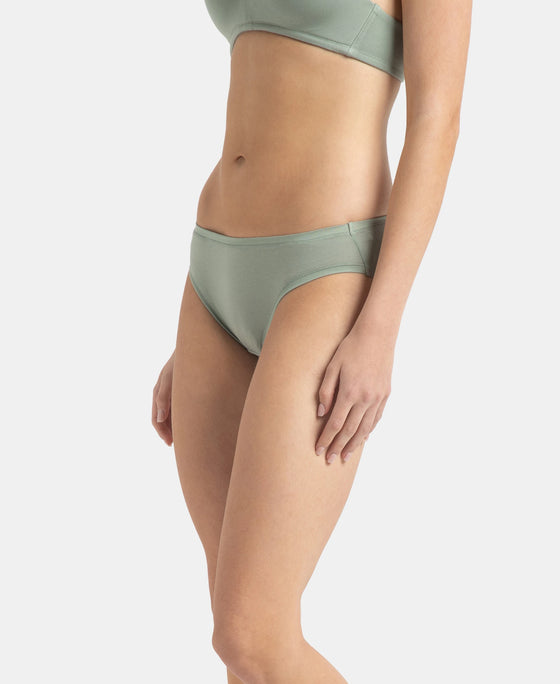 Medium Coverage Tencel Lyocell Elastane Stretch Mid Waist Bikini With Concealed Waistband and StayFresh Treatment - Iceberg Green