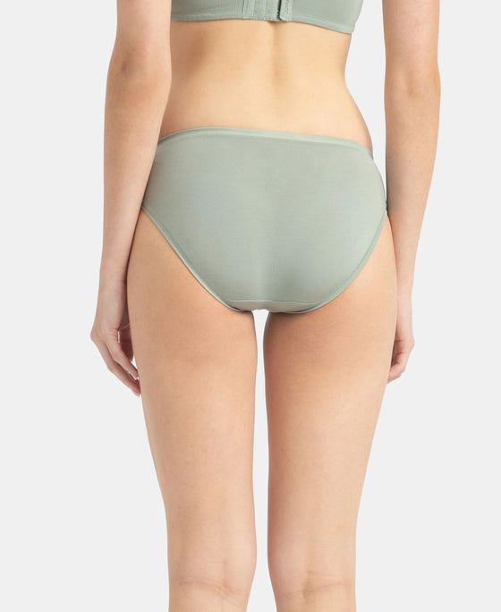 Medium Coverage Tencel Lyocell Elastane Stretch Mid Waist Bikini With Concealed Waistband and StayFresh Treatment - Iceberg Green