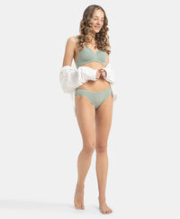 Medium Coverage Tencel Lyocell Elastane Stretch Mid Waist Bikini With Concealed Waistband and StayFresh Treatment - Iceberg Green