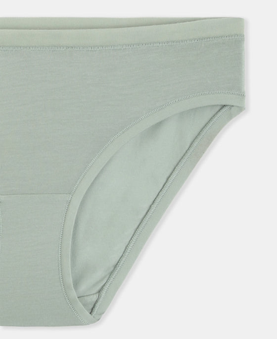 Medium Coverage Tencel Lyocell Elastane Stretch Mid Waist Bikini With Concealed Waistband and StayFresh Treatment - Iceberg Green
