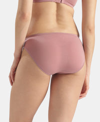 Medium Coverage Tencel Lyocell Elastane Stretch Mid Waist Bikini With Concealed Waistband and StayFresh Treatment - Nostalgia Rose