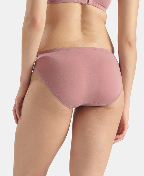 Medium Coverage Tencel Lyocell Elastane Stretch Mid Waist Bikini With Concealed Waistband and StayFresh Treatment - Nostalgia Rose