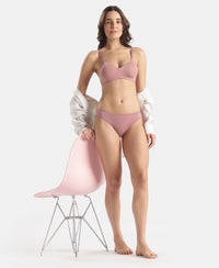 Medium Coverage Tencel Lyocell Elastane Stretch Mid Waist Bikini With Concealed Waistband and StayFresh Treatment - Nostalgia Rose