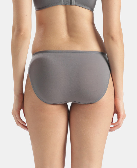 Medium Coverage Tencel Lyocell Elastane Stretch Mid Waist Bikini With Concealed Waistband and StayFresh Treatment - Quiet Shade