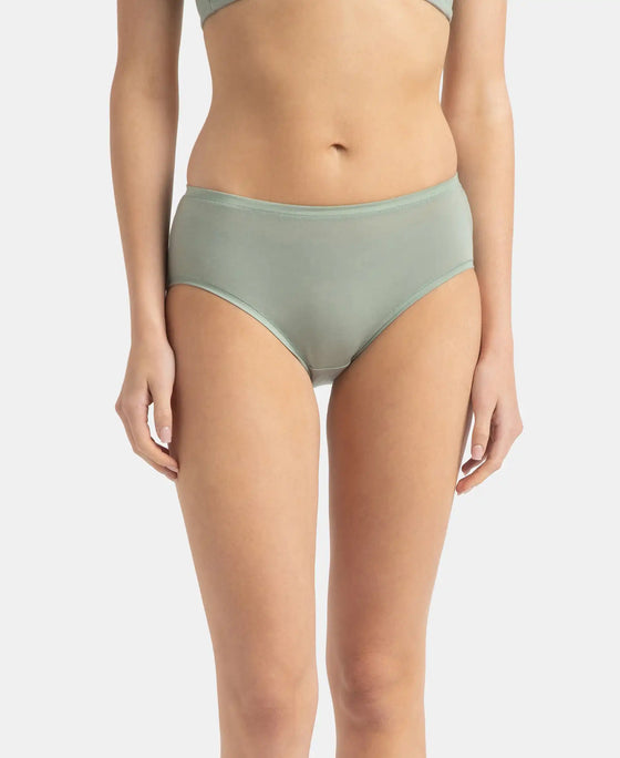 High Coverage Tencel Lyocell Elastane Stretch High Waist Hipster With Concealed Waistband and StayFresh Treatment - Iceberg Green