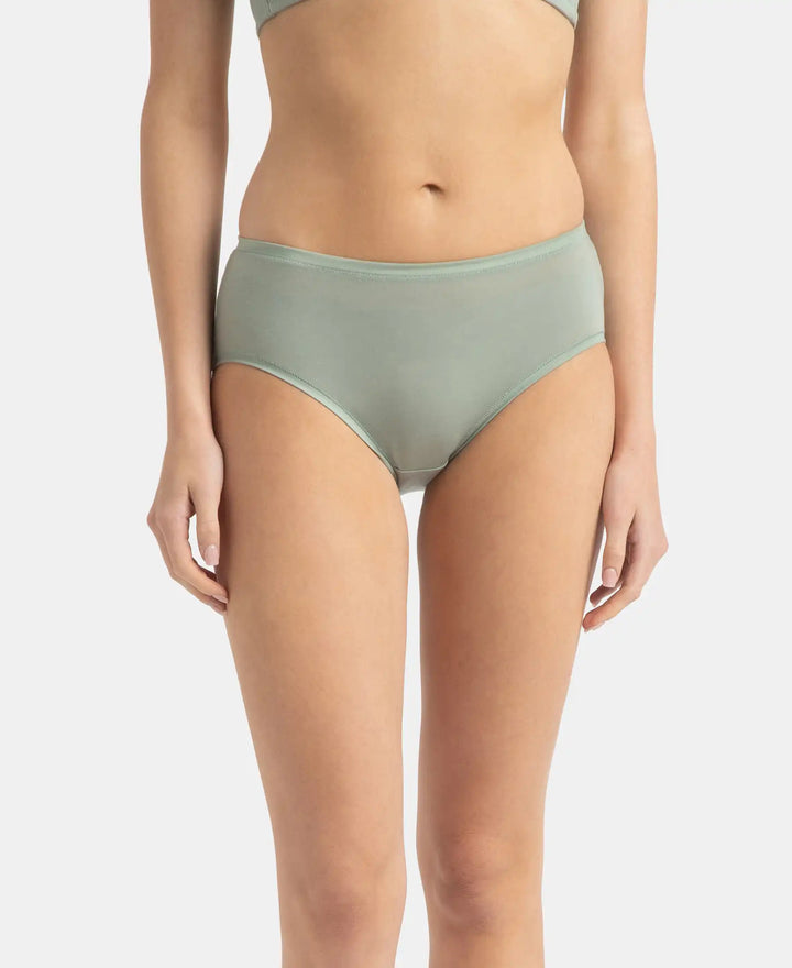High Coverage Tencel Lyocell Elastane Stretch High Waist Hipster With Concealed Waistband and StayFresh Treatment - Iceberg Green