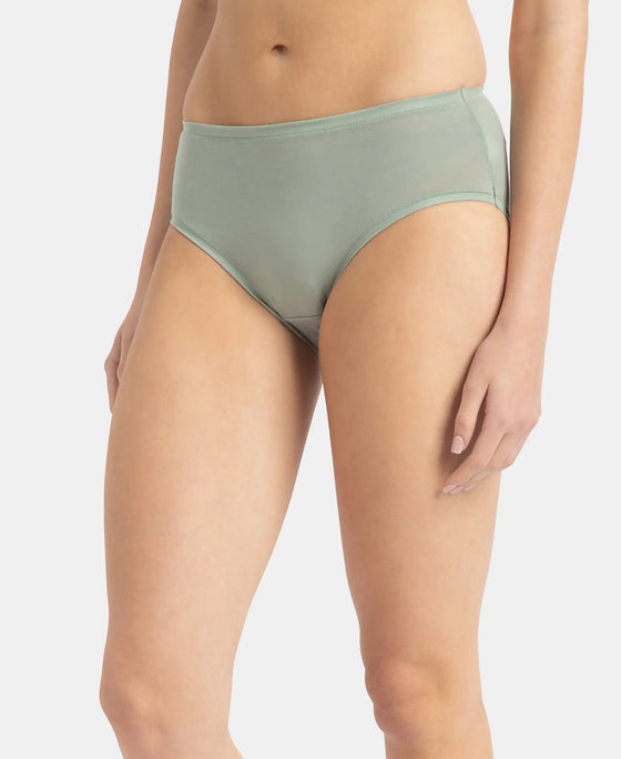 High Coverage Tencel Lyocell Elastane Stretch High Waist Hipster With Concealed Waistband and StayFresh Treatment - Iceberg Green