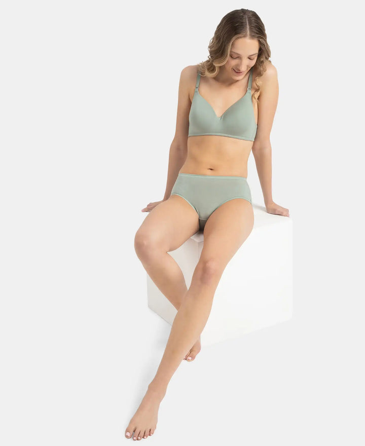 High Coverage Tencel Lyocell Elastane Stretch High Waist Hipster With Concealed Waistband and StayFresh Treatment - Iceberg Green