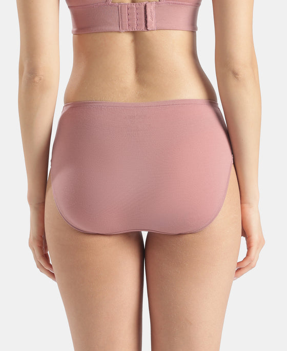 High Coverage Tencel Lyocell Elastane Stretch High Waist Hipster With Concealed Waistband and StayFresh Treatment - Nostalgia Rose