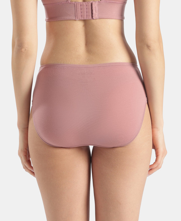 High Coverage Tencel Lyocell Elastane Stretch High Waist Hipster With Concealed Waistband and StayFresh Treatment - Nostalgia Rose