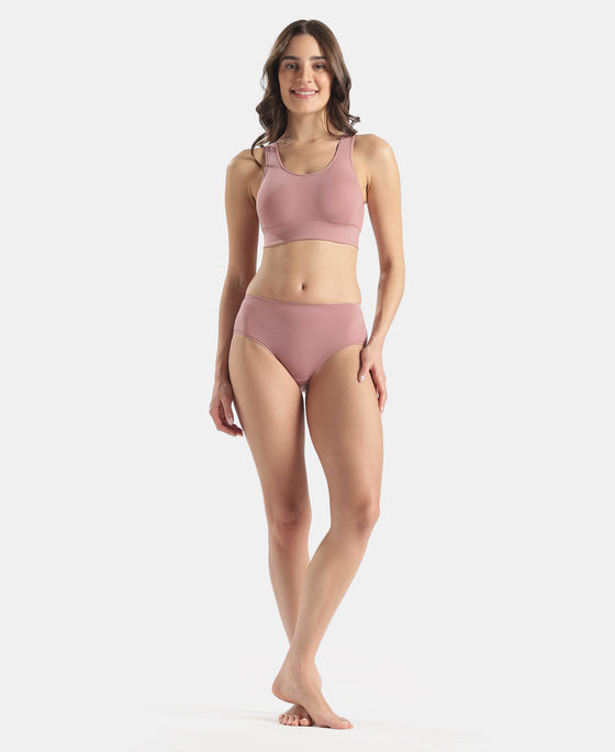 High Coverage Tencel Lyocell Elastane Stretch High Waist Hipster With Concealed Waistband and StayFresh Treatment - Nostalgia Rose