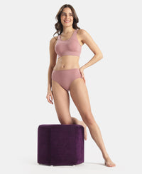 High Coverage Tencel Lyocell Elastane Stretch High Waist Hipster With Concealed Waistband and StayFresh Treatment - Nostalgia Rose