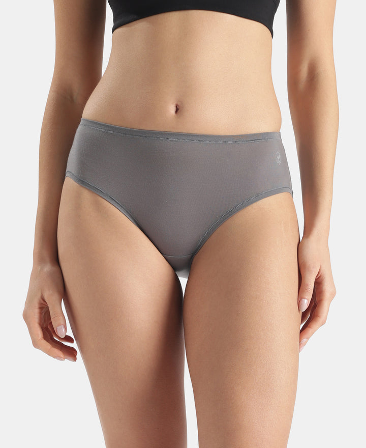 High Coverage Tencel Lyocell Elastane Stretch High Waist Hipster With Concealed Waistband and StayFresh Treatment - Quiet Shade