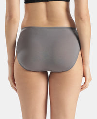 High Coverage Tencel Lyocell Elastane Stretch High Waist Hipster With Concealed Waistband and StayFresh Treatment - Quiet Shade