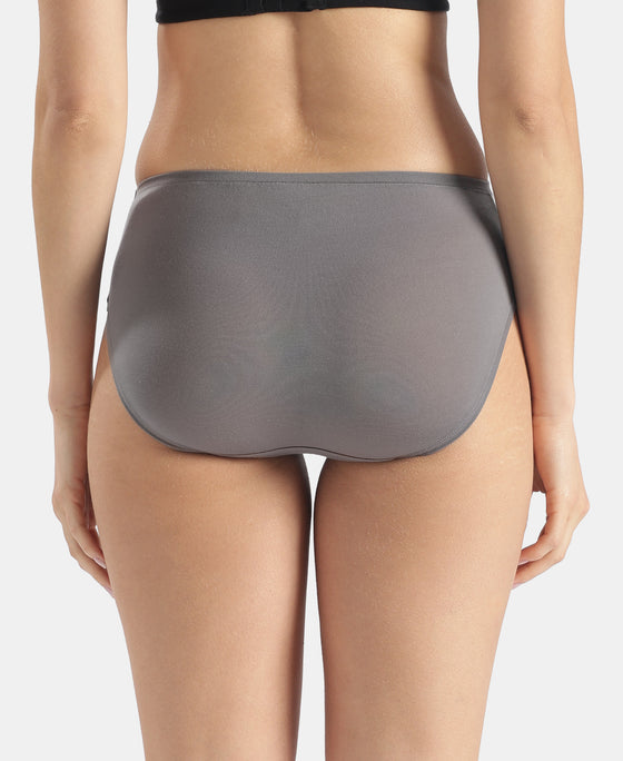 High Coverage Tencel Lyocell Elastane Stretch High Waist Hipster With Concealed Waistband and StayFresh Treatment - Quiet Shade