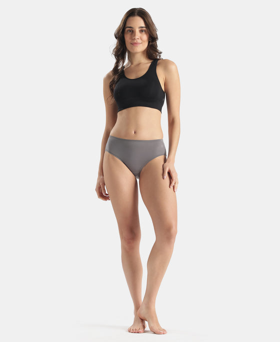 High Coverage Tencel Lyocell Elastane Stretch High Waist Hipster With Concealed Waistband and StayFresh Treatment - Quiet Shade
