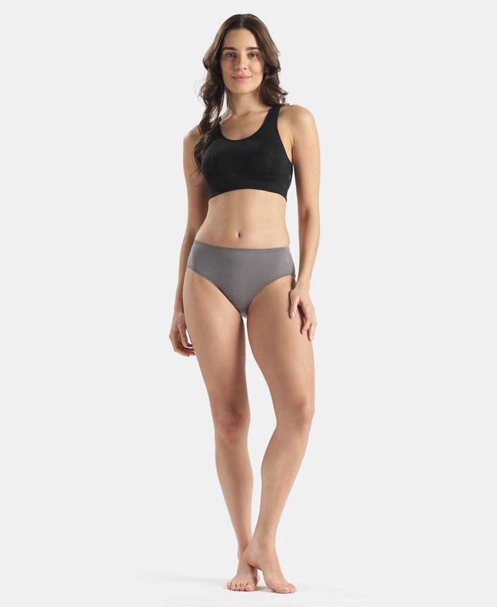 High Coverage Tencel Lyocell Elastane Stretch High Waist Hipster With Concealed Waistband and StayFresh Treatment - Quiet Shade