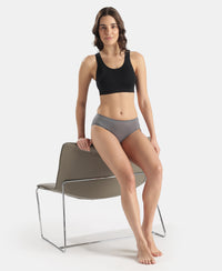 High Coverage Tencel Lyocell Elastane Stretch High Waist Hipster With Concealed Waistband and StayFresh Treatment - Quiet Shade