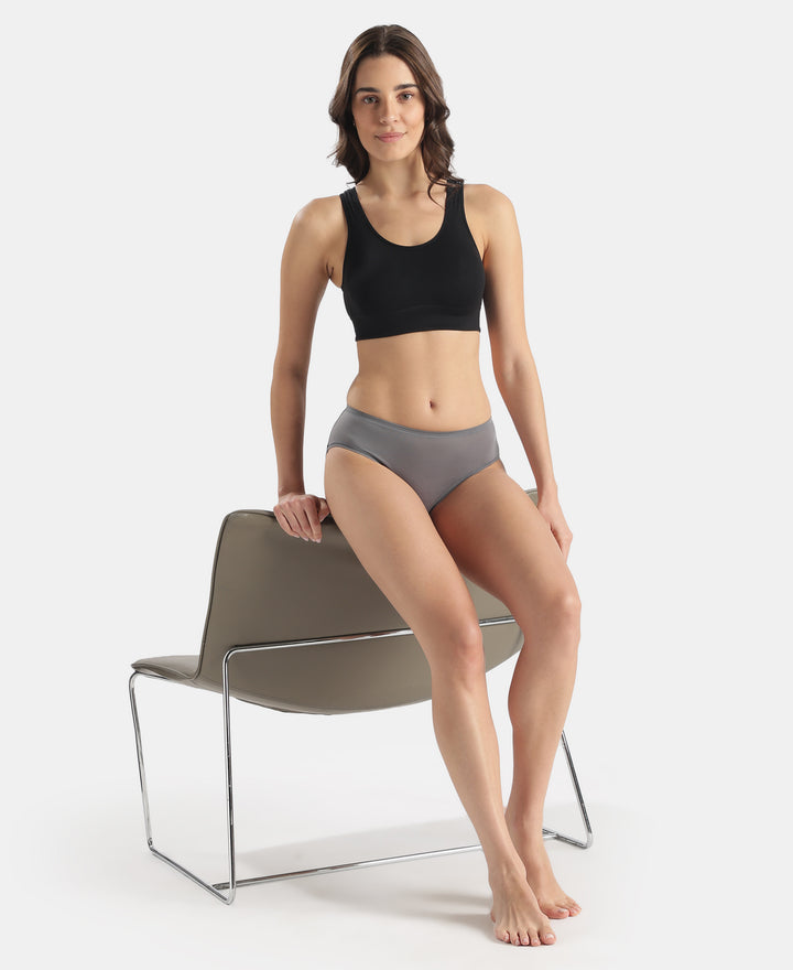 High Coverage Tencel Lyocell Elastane Stretch High Waist Hipster With Concealed Waistband and StayFresh Treatment - Quiet Shade
