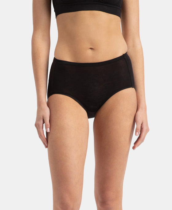 Full Coverage Tencel Lyocell Elastane Stretch Mid Waist Full Brief With Concealed Waistband and StayFresh Treatment - Black