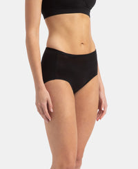Full Coverage Tencel Lyocell Elastane Stretch Mid Waist Full Brief With Concealed Waistband and StayFresh Treatment - Black