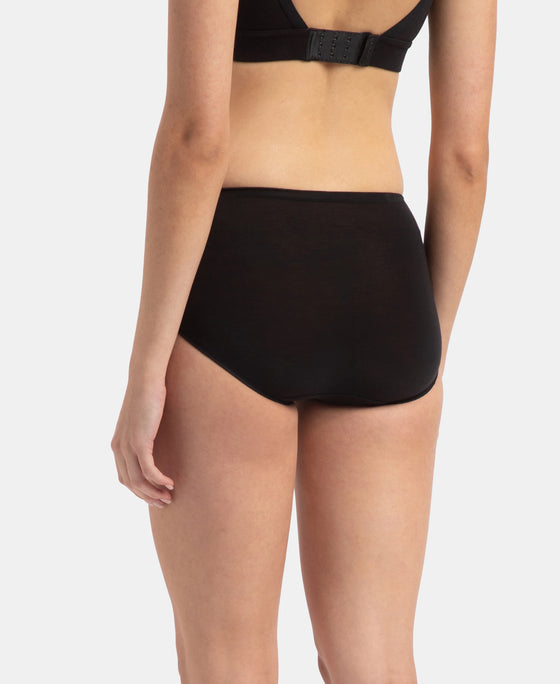 Full Coverage Tencel Lyocell Elastane Stretch Mid Waist Full Brief With Concealed Waistband and StayFresh Treatment - Black