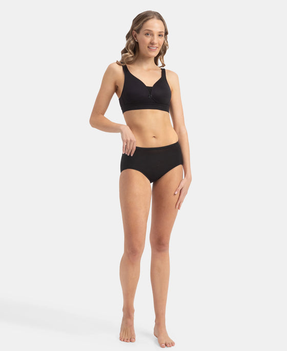 Full Coverage Tencel Lyocell Elastane Stretch Mid Waist Full Brief With Concealed Waistband and StayFresh Treatment - Black