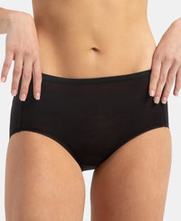 Full Coverage Tencel Lyocell Elastane Stretch Mid Waist Full Brief With Concealed Waistband and StayFresh Treatment - Black