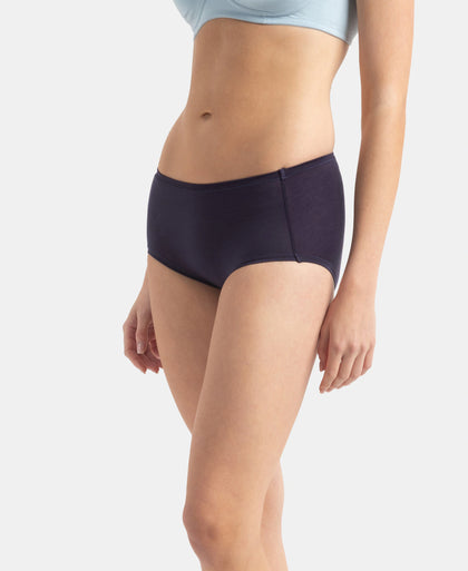 Full Coverage Tencel Lyocell Elastane Stretch Mid Waist Full Brief With Concealed Waistband and StayFresh Treatment - Classic Navy
