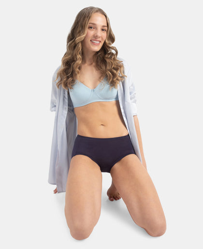 Full Coverage Tencel Lyocell Elastane Stretch Mid Waist Full Brief With Concealed Waistband and StayFresh Treatment - Classic Navy