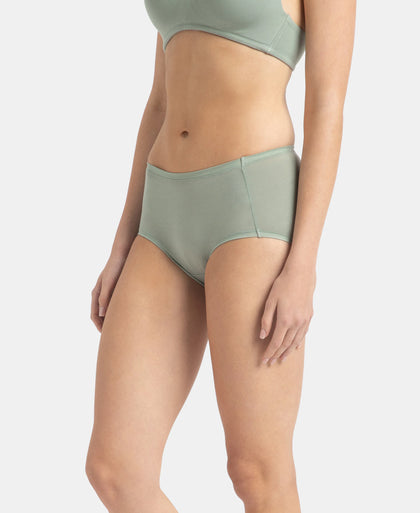 Full Coverage Tencel Lyocell Elastane Stretch Mid Waist Full Brief With Concealed Waistband and StayFresh Treatment - Iceberg Green